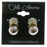 Mi Amore Crystal Accented Post-Earrings Gold-Tone/Brown