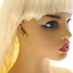 Mi Amore Acrylic Accents Post-Earrings Yellow/Silver-Tone