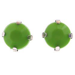 Mi Amore Acrylic Accents Post-Earrings Green/Silver-Tone