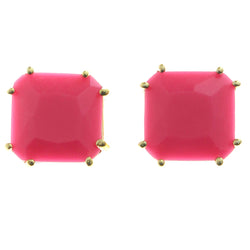 Mi Amore Acrylic Accents Post-Earrings Pink/Gold-Tone