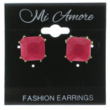 Mi Amore Acrylic Accents Post-Earrings Pink/Gold-Tone