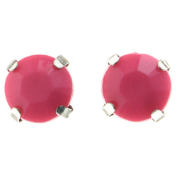 Mi Amore Acrylic Accents Post-Earrings Pink/Silver-Tone