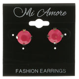 Mi Amore Acrylic Accents Post-Earrings Pink/Silver-Tone