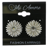 Mi Amore Flower Post-Earrings Silver-Tone/Clear