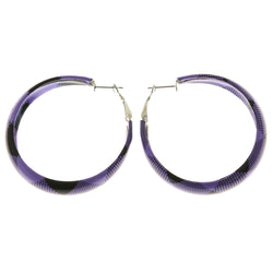 Mi Amore Faux Leather Hoop-Earrings Purple/Black