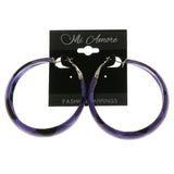 Mi Amore Faux Leather Hoop-Earrings Purple/Black