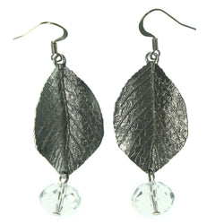 Silver-Tone Metal Dangle-Earrings With Crystal Accents