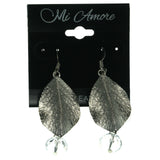Silver-Tone Metal Dangle-Earrings With Crystal Accents