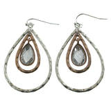 Mi Amore Crystal Accented Drop-Dangle-Earrings Silver-Tone/Bronze-Tone