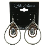 Mi Amore Crystal Accented Drop-Dangle-Earrings Silver-Tone/Bronze-Tone