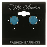 Mi Amore Faceted Acrylic Accent Post-Earrings Blue/Silver-Tone