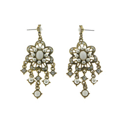 Mi Amore Drop-Dangle-Earrings Gold-Tone/White