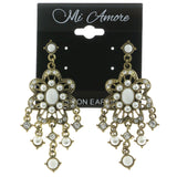 Mi Amore Drop-Dangle-Earrings Gold-Tone/White