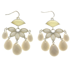 Mi Amore Acrylic Faceted Accents Drop-Dangle-Earrings Silver-Tone/White