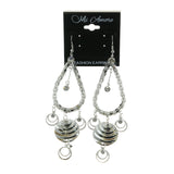 Mi Amore Crystal Accented Drop-Dangle-Earrings Silver-Tone