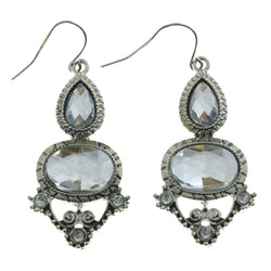 Mi Amore Crystal Accented Mirrored Dangle-Earrings Silver-Tone & Clear