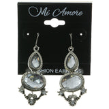 Mi Amore Crystal Accented Mirrored Dangle-Earrings Silver-Tone & Clear