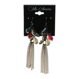 Mi Amore AB Finish Acrylic Accents Chain Tassel Drop-Dangle-Earrings Gold-Tone & Multicolor