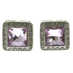 Mi Amore Crystal Accented Post-Earrings Silver-Tone/Purple
