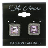 Mi Amore Crystal Accented Post-Earrings Silver-Tone/Purple
