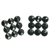 Black & Silver-Tone Metal Stud-Earrings With Crystal Accents