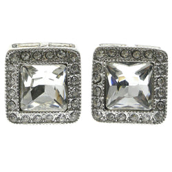 Mi Amore Crystal Accented Post-Earrings Silver-Tone/Clear