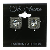 Mi Amore Crystal Accented Post-Earrings Silver-Tone/Clear