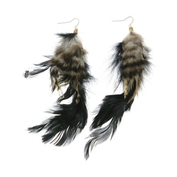Mi Amore Feathers Dangle-Earrings Black/Tan