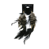 Mi Amore Feathers Dangle-Earrings Black/Tan