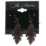 Mi Amore Leaf Dangle-Earrings Bronze-Tone