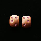 Mi Amore Crystal Accented Post-Earrings Pink