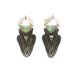 Mi Amore AB Finish Post-Earrings Silver-Tone/Multicolor