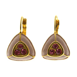Mi Amore Crystal Accented Dangle-Earrings Gold-Tone/Pink