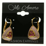 Mi Amore Crystal Accented Dangle-Earrings Gold-Tone/Pink