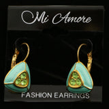 Mi Amore Crystal Accented Dangle-Earrings Gold-Tone/Green