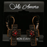 Mi Amore Crystal Accented Dangle-Earrings Bronze-Tone/Red