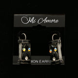 Mi Amore Crystal Accented Dangle-Earrings Silver-Tone/Black