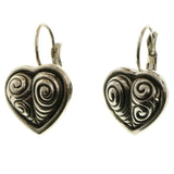 Mi Amore Heart Spiral Motif Dangle-Earrings Silver-Tone