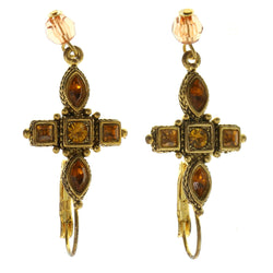 Mi Amore Crystal Accented Dangle-Earrings Gold-Tone/Brown