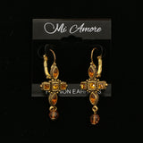 Mi Amore Crystal Accented Dangle-Earrings Gold-Tone/Brown