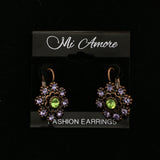 Mi Amore Crystal Accented Dangle-Earrings Copper-Tone/Purple