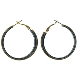 Gold-Tone & Blue Metal Hoop-Earrings