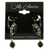 Mi Amore Crystal Accented Dangle-Earrings Dark-Silver/Black