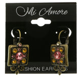Mi Amore Crystal Accented Dangle-Earrings Bronze-Tone/Pink
