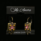 Mi Amore Crystal Accented Dangle-Earrings Bronze-Tone/Pink