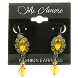 Mi Amore Crystal Accented Dangle-Earrings Dark-Silver/Green