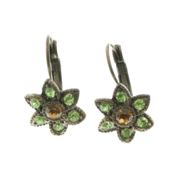 Mi Amore Crystal Accented Dangle-Earrings Dark-Silver/Green