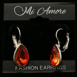 Mi Amore Crystal Accented Dangle-Earrings Silver-Tone/Orange