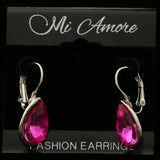 Mi Amore Crystal Accented Dangle-Earrings Silver-Tone/Pink