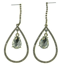 Silver-Tone & Gold-Tone Metal Dangle-Earrings Crystal Accents LQE982